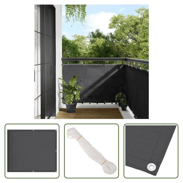 The Living Store Protezione Per Balcone Antracite 90X700 Cm 100% Poliestere Oxford-image