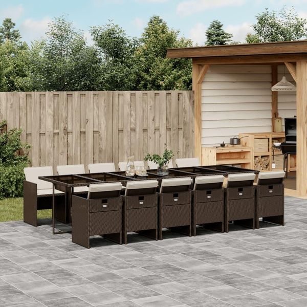 Pratico Set Di Mobili Da Giardino Set Di Mobili Da Balcone 13 Pezzi. Set Da Pranzo Da Giardino Con Cuscini In Poly Rattan Marrone - Set Di Mobili Da Giardino ,Mobili Di Design 7185992 6Parcel-image