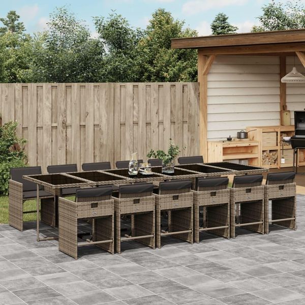 Pratico Set Di Mobili Da Giardino Set Di Mobili Da Balcone Set Da Pranzo Da Giardino Da 13 Pezzi Con Cuscini Grey Poly Rattan - Set Di Mobili Da Giardino ,Mobili Di Design 4308930 6Parcel-image