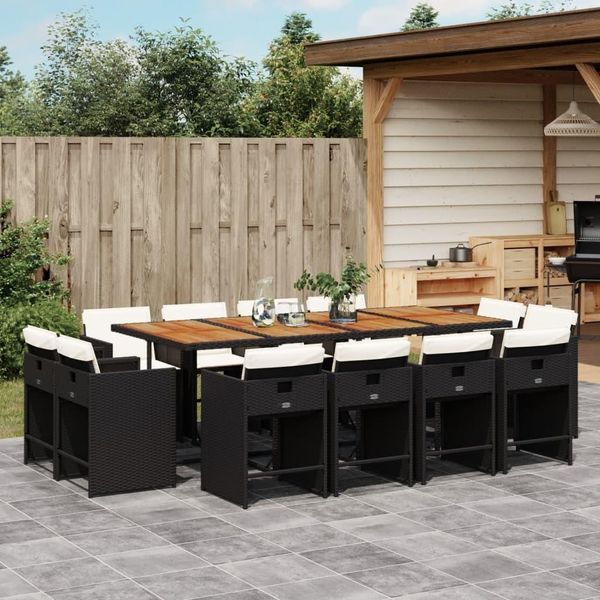 Set Di Mobili Da Giardino Durevole Set Di Mobili Da Balcone Set Da Pranzo Da Giardino 13 Pezzi Con Cuscini Nero Poly Rattan - Set Di Mobili Da Giardino Octo1433310 5Parcel-image