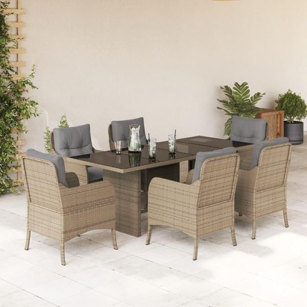 Set Di Mobili Da Giardino Set Di Mobili Da Balcone 7 Pezzi Con Cuscini Beige Poly Rattan - GartenmöBelgarnituren MöBel2025 CHY2673773 4Parcel-image