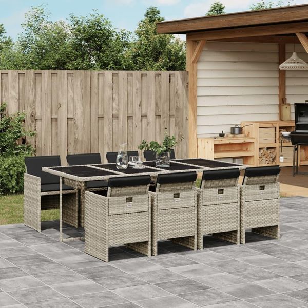 2025 Cloris Set Di Mobili Da Giardino Set Di Mobili Da Balcone Set Da Pranzo Da Giardino 9 Pezzi Con Cuscini Grigio Chiaro Poly Rattan - Set Di Mobili Da Giardino Sale7011833 4Parcel-image