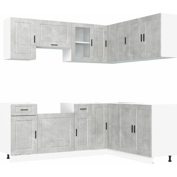 Syfax™ Set Mobili Da Cucina 11 Pz Porto Grigio Cemento In Truciolato-image