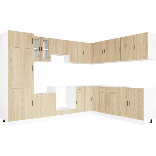 Vidaxl Set Di Armadietti Da Cucina Da 14 Pezzi Porto Sonoma In Legno Di Quercia-image