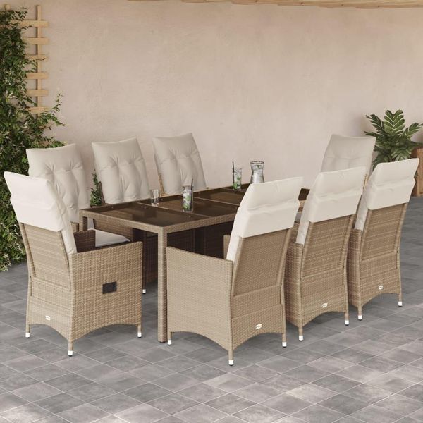 Stabli MöBel Set Di Mobili Da Giardino Set Di Mobili Da Balcone 9 Pezzi Con Cuscini Beige Poly Rattan - Set Di Mobili Da Giardino CC4546236 5Parcel-image
