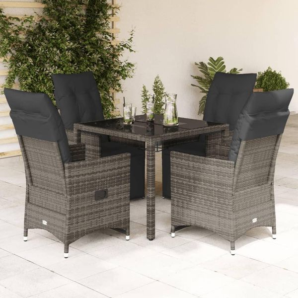 Set Di Mobili Da Giardino In Stile Elegante Set Di Mobili Da Balcone Set Bistrot Da Giardino 5 Pezzi Con Cuscini Grey Poly Rattan - Set Di Mobili Da Giardino Hommie7242044 3Parcel-image