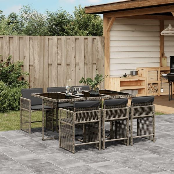 2025 Set Di Mobili Da Giardino Moderni Set Di Mobili Da Balcone Set Da Pranzo Da Giardino 7 Pezzi Con Cuscini Grey Poly Rattan - Set Di Mobili Da Giardino,Design 1648608 3Parcel-image