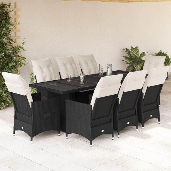 Set Di Mobili Da Giardino Semplice Set Di Mobili Da Balcone 9 Pezzi Bistrot Da Giardino Con Cuscini In Poly Rattan Nero - Set Di Mobili Da Giardino DE2231560 6Parcel-image