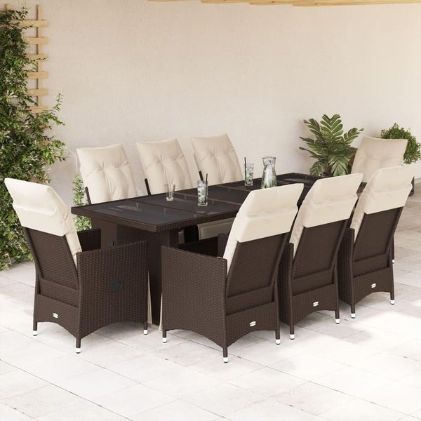 Set Di Mobili Da Giardino Durevoli Set Di Mobili Da Balcone 9 Pezzi Bistrot Da Giardino Con Cuscini In Poly Rattan Marrone - Set Di Mobili Da Giardino Octo8279185 6Parcel-image