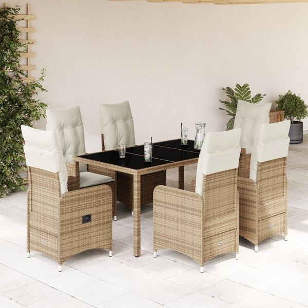 Set Di Mobili Da Giardino Durevoli Set Di Mobili Da Balcone 7 Pezzi Bistrot Da Giardino Con Cuscini Beige Poly Rattan - Set Di Mobili Da Giardino Octo1163491 4Parcel-image