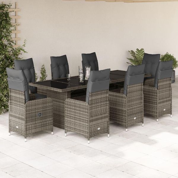 2025 Set Di Mobili Da Giardino Moderni Set Di Mobili Da Balcone 9 Pezzi Bistrot Da Giardino Con Cuscini Grigio Poly Rattan - Set Di Mobili Da Giardino,Design 4202867 6Parcel-image