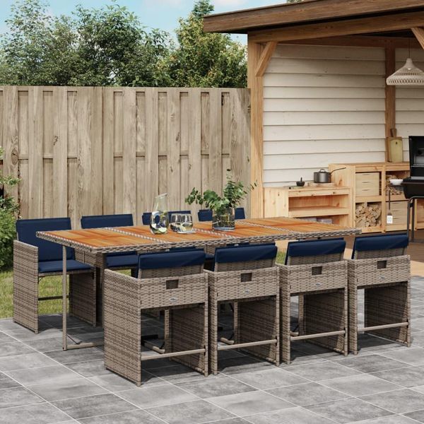 2025 Set Di Mobili Da Giardino Moderni Set Di Mobili Da Balcone Set Da Pranzo Da Giardino Da 9 Pezzi Con Cuscini, Grigio, Polyrattan - Set Di Mobili Da Giardino, Design 1594639 4Parcel-image
