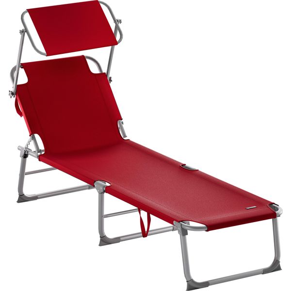 Casaria® Lettino Prendisole Pieghevole 195X60X30Cm Acciaio Resistente Carico Max 150Kg Tettuccio Parasole Sdraio Da Giardino-image
