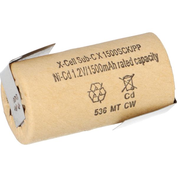 Batteria Ricaricabile Xcell Sub-C 1,2 V 1500 Mah 1500SCK Rivestimento In Cartone Z Terminale A Saldare-image