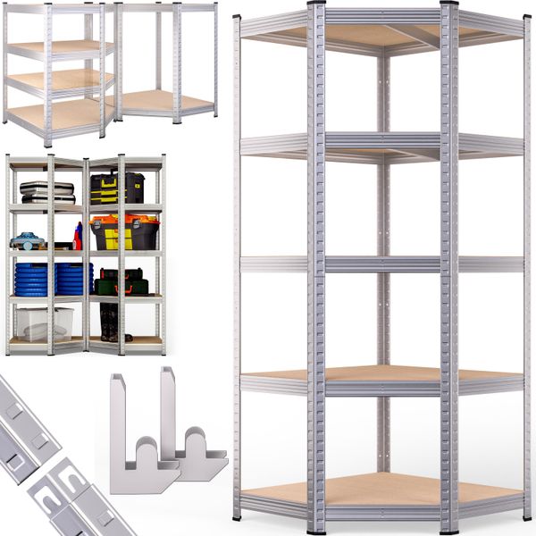 Monzana® Scaffale Metallo Angolare Garage 180X70X40 875Kg 5 Riapiani Scaffali Cantina Scaffalatura Angolare Scaffale Salvaspazio Mobile Metallo-image