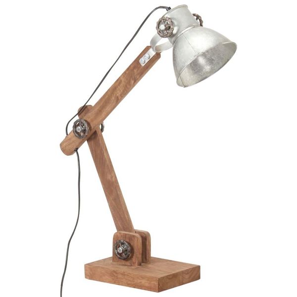 Vidaxl Lampada Da Tavolo In Stile Industriale Argento Rotonda 58X18X90 Cm E27-image
