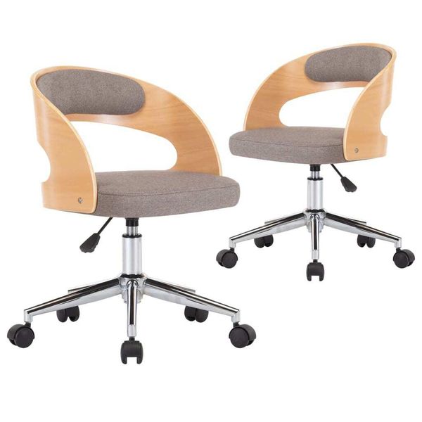Syfax™ Sedie Da Pranzo Girevoli 2 Pz Grigio Talpa In Legno E Tessuto-image