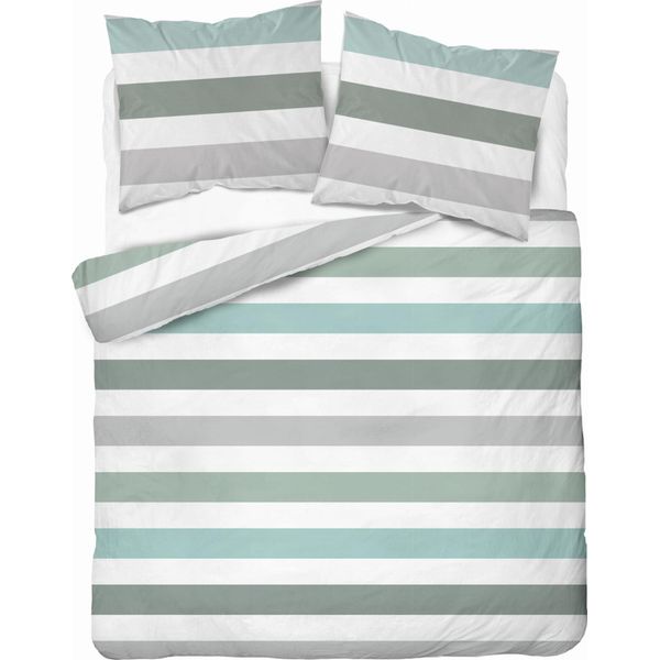 Detexpol Biancheria Da Letto In Raso 220X200 A Righe Bianche Grigio-Verdi 5053B Home Satin 27-image
