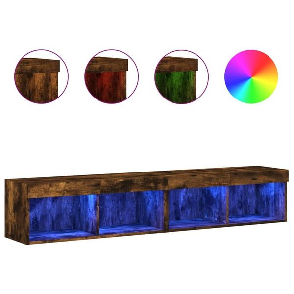 Syfax™ Mobili Porta Tv Con Luci Led 2 Pz Rovere Fumo 80X30X30 Cm-image