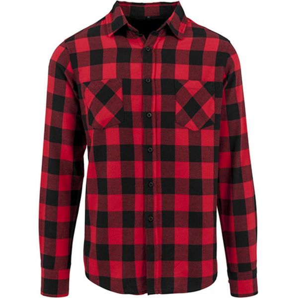 Build Your Brand BY031 | Camicia Di Flanella A Quadri - Camicia Da Boscaiolo - Colore: Nero/Rosso - Taglia: L-image