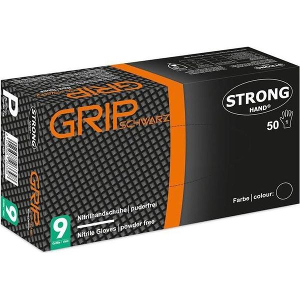 Guanto Monouso Grip, In Nitrile, Non Polverizzato, Nero, Misura 8, Scatola = 50 Pezzi-image