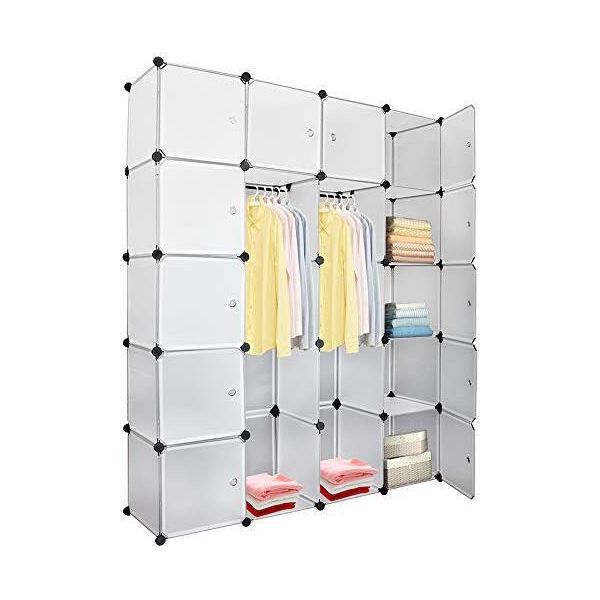 Karpal 20 Cubi Sistema Di Scaffalatura Fai Da Te Armadio Aperto In Plastica Con Porte Armadio Bianco 180 * 142 * 37CM-image