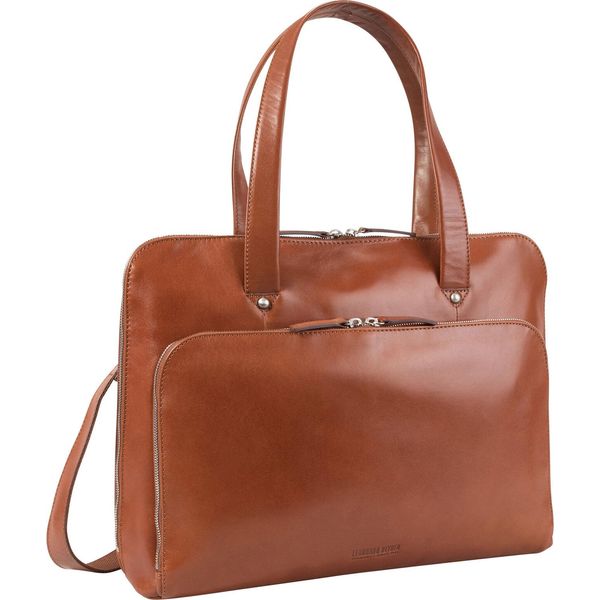Leonhard Heyden Pelle Cartella Borsa A Tracolla Con Scomparto Per Laptop Cambridge Briefcase 1 Compartment Cognac Marrone-image