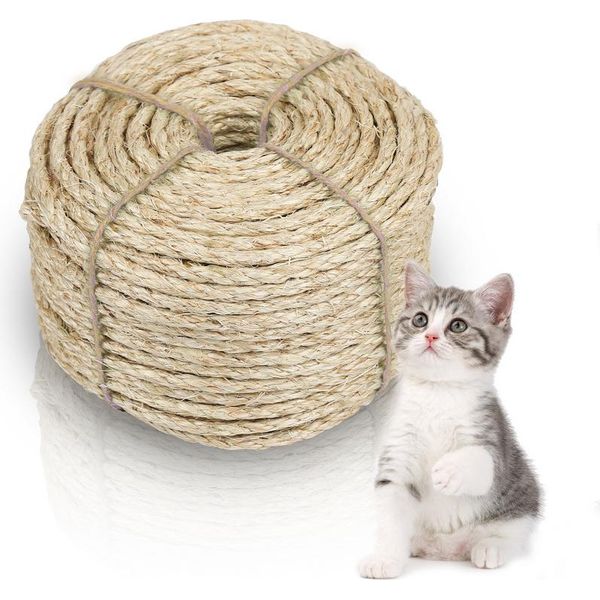 Fiqops Sisal Corda Corde Guinzaglio Graffiatoio Corda Naturale Gatto Scala Tiragraffi Varie Lunghezze Lunghezze 3000*0.8CM-image