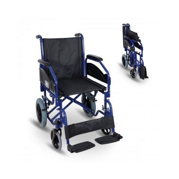 Sedia A Rotelle Mobiclinic Carrozina Pieghevole Freno Di Stazionamento Altezza Seduta 45 Cm Pedane Estraibili Pieghevoli Nero Maestranza-image