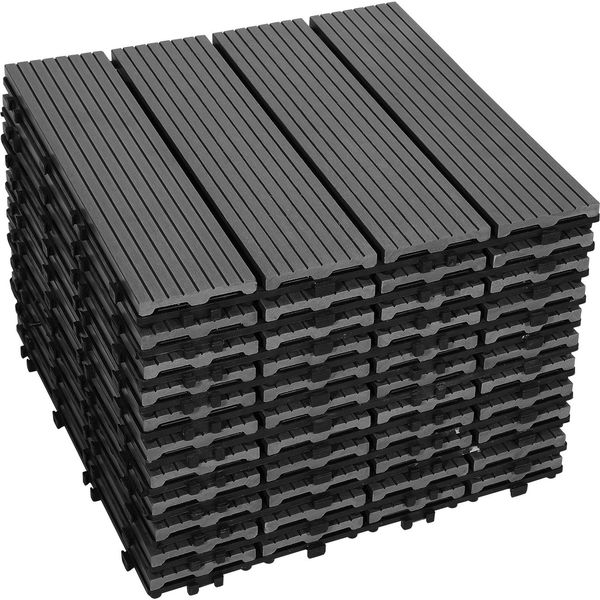 Jopassy Wpc Decking Piastrelle Decking Board Look Legno 30X30Cm, 55 Pezzi = 5M² Piastrella Pavimento Piastrella Click Con Sistema Click Rivestimento Pavimento Antracite-image
