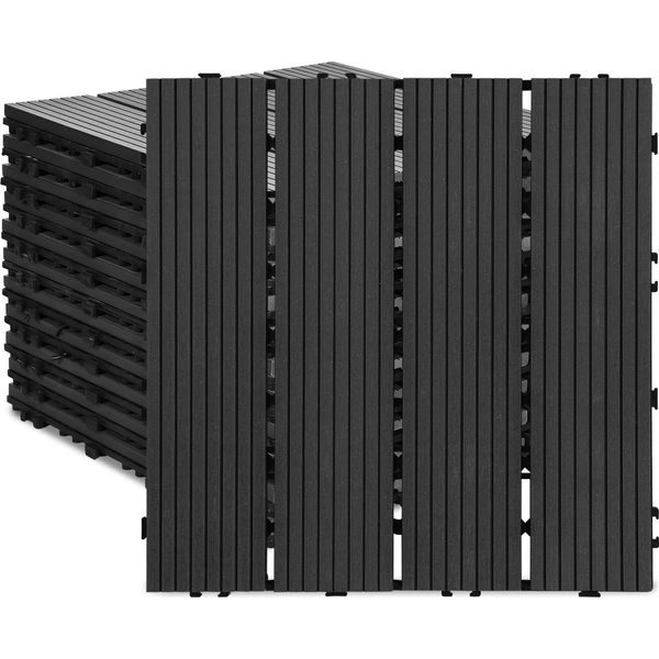 Jopassy Wpc Decking Piastrelle Decking Board Look Legno 30X30Cm, 44 Pezzi = 4M² Piastrella Pavimento Piastrella Click Con Sistema Click Rivestimento Pavimento Antracite-image
