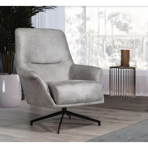 Poltrona Design Divano Divano Relax Pelle Lounge Club Seduta Grigio Moderno-image