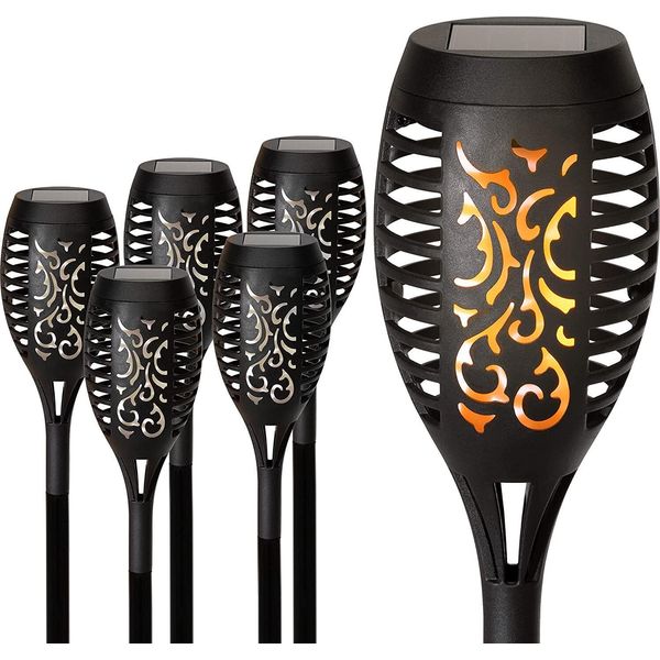 Saska Garden Lampade Solari Per Giardino Esterno - 6X Luci Solari Da Giardino - Luci Led Da Giardino Solari Con Effetto Fiamma - Luci Solari Impermeabili Da Giardino - Torcia Da Giardino - Lampada Da Giardino - Fiaccole-image