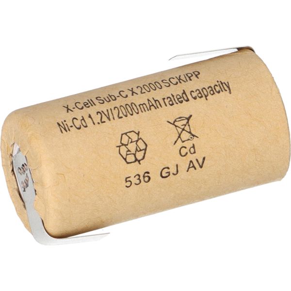 Batteria Xcell Sub-C 1,2 V 2000 Mah 2000SCK Z - Terminale A Saldare Rivestimento In Cartone Nicd-image