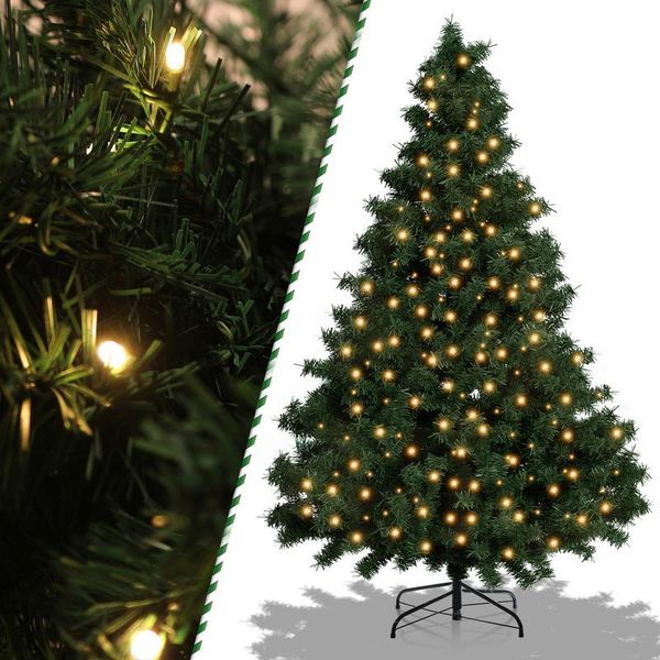 Tolletour Albero Di Natale Aghi Di Pino Con Supporto Floccatura Per Esterni 210Cm Con Led Bianco Caldo-image