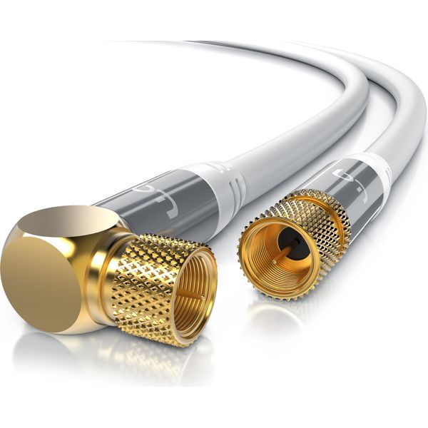 Cavo Primewire Sat, Coassiale, Connettore F, Cavo Coassiale Hdtv Sat Angolato A 90°, Schermatura 4 Volte, 135Db, 75Ohm - 12,5M-image