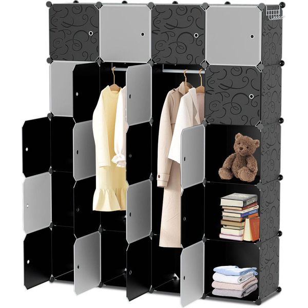 Clanmacy Armadio Fai Da Te 12/13/20 Scatole Sistema Di Scaffalatura Armadio Con Porta Acqua E Polvere Per Camera Da Letto Bagno (20 Scatole)-image