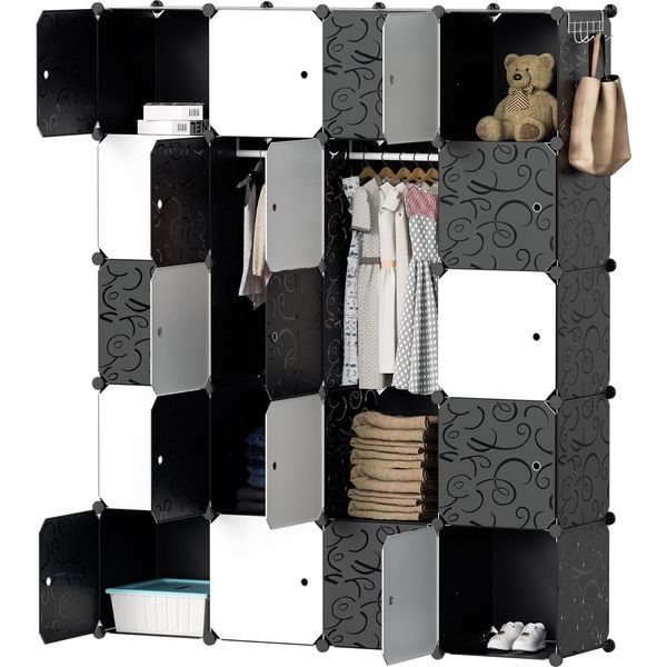 Hengda Armadio Fai Da Te 20 Scomparti Scaffale A Innesto Sistema Di Scaffalatura Armadio Combinato A Innesto Con Porta 175X140X35Cm Resistente All'acqua E Alla Polvere-image