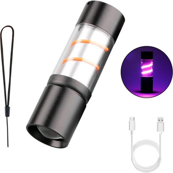 Inf Mini Torcia Led Ricaricabile: Portatile, Zoomabile Per Campeggio Ed Emergenze Viola-image