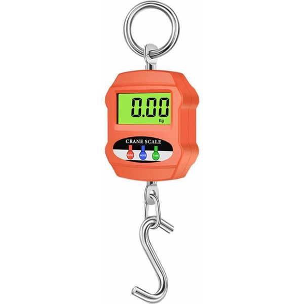 Inf Bilancia Sospesa Digitale Da 300 Kg - Bilancia Elettronica Portatile Con Display Lcd Arancia-image