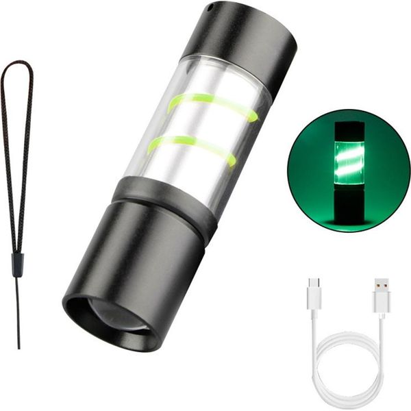 Inf Mini Torcia Led Ricaricabile: Portatile, Zoomabile Per Campeggio Ed Emergenze Verde-image