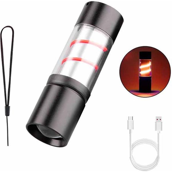 Inf Mini Torcia Led Ricaricabile: Portatile, Zoomabile Per Campeggio Ed Emergenze Rosso-image