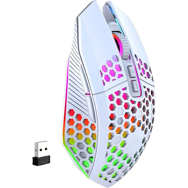 S&T Design Gaming Mouse Wireless Rgb 7 Pulsanti Dpi Pc Laptop Wireless Mouse Bianco-image