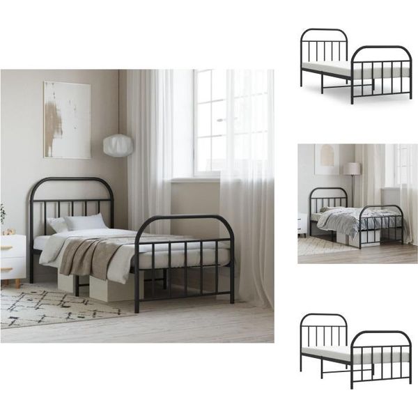 Vidaxl Struttura Letto Con Testiera E Pediera In Metallo Nero 90X190 Cm - Letti E Strutture Letto-image