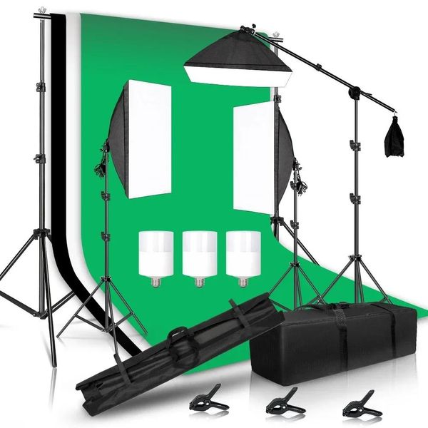 Set Di Illuminazione Per Studio Fotografico, 4 Lampade A Led, Supporto Per Sfondo Regolabile 2,6X3 M, Set Per Studio Fotografico 35-image