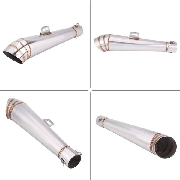 Acciaio Inox Moto Universale Scarico Tubo Di Coda Marmitta Tubo Di Scarico Punta-image
