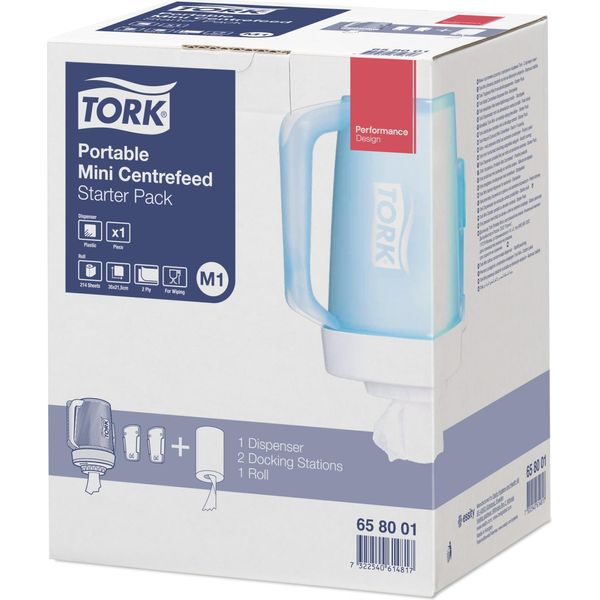 Tork 65 80 01 Distributore Di Asciugamani Di Carta In Rotolo Turchese, Bianco-image