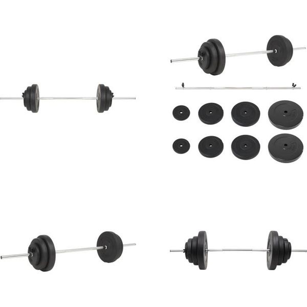 Vidaxl Barbell Con Pesi 60 Kg - Barbell Con Pesi - Barbell Con Pesi - Set Di Barbiturici - Attrezzatura Per L'allenamento Fitness-image