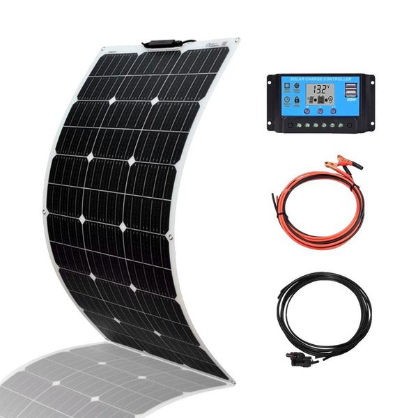 Set Di Pannelli Solari Flessibili, Potenza 200W, Alta Efficienza, Perfetti Per Camper E Uso Off-Grid , Set Da 100W-image