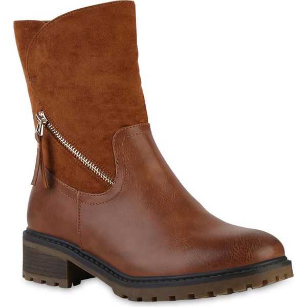 Van Hill Stivaletti Classici Leggermente Foderati Da Donna Scarpe Con Suola Profilata 841329, Colore: Marrone Chiaro, Taglia: 36-image